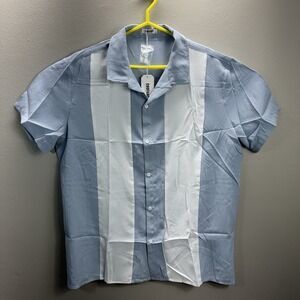COOFANDY Men's Short Sleeve Color Block Vertical Striped Camp Collar Shirt XL